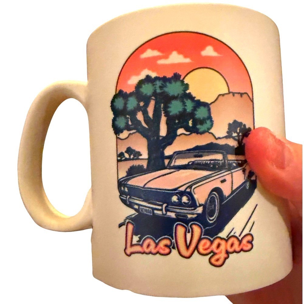 Techstyles Las Vegas Coffee Mug Unisex OS Cream Excellent Retro Desert Graphic
